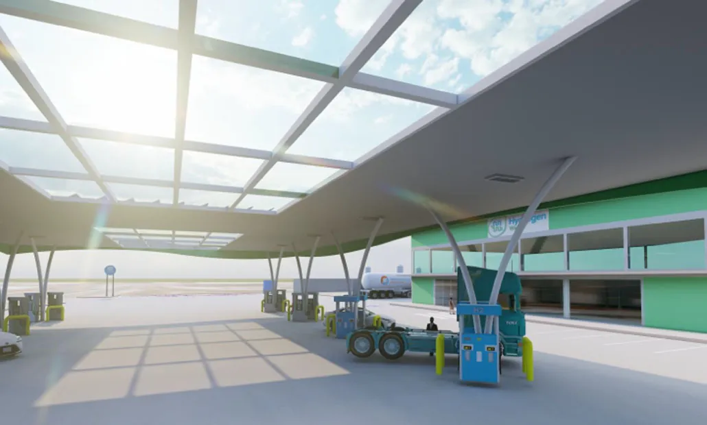 Perth Airport hydrogen refuelling station render